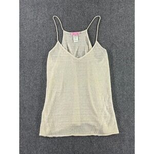 Lilly Pulitzer Womens Metallic Gold Knit Camisole Sweater Tank Top Medium